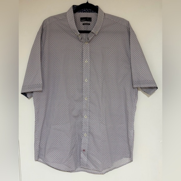 Quieti Other - Quieti Men’s Blue and Red Geometric Print Short Sleeve Button Front Shirt Sz XL